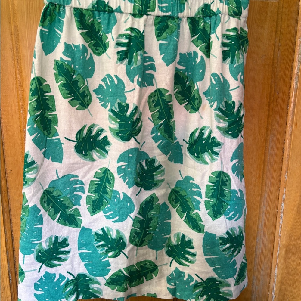 J. Crew linen lined palm leaf skirt